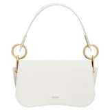 Front product shot of the Oroton Liv Small Day Bag in Paper White and Pebble leather for Women
