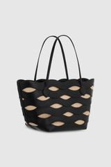 Back product shot of the Oroton Leigh Ric Rac Medium Tote in Black and Smooth leather for Women