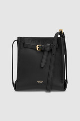 Front product shot of the Oroton Margot Tiny Bucket Bag in Black and Pebble leather for Women