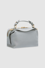 Back product shot of the Oroton Mica Mini Bowler in Mist and Pebble leather for Women