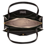 Internal product shot of the Oroton Audrey Texture Three Pocket Day Bag in Mahogany and Textured leather for Women