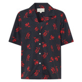 Front product shot of the Oroton Dutch Tulip Print Camp Shirt in North Sea and 100% cotton for Women