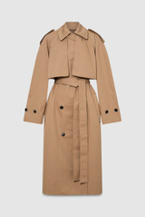 Front product shot of the Oroton Trench in Dark Camel and 65% polyester, 35% cotton for Women