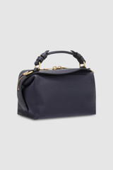Back product shot of the Oroton Mica Mini Bowler in North Sea and Pebble leather for Women