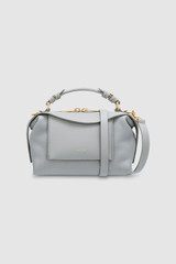 Front product shot of the Oroton Mica Mini Bowler in Mist and Pebble leather for Women