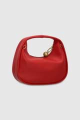 Back product shot of the Oroton Clara Smooth Mini Bag in Dark Poppy and Smooth Leather Exterior for Women