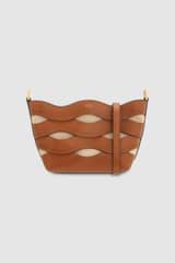 Front product shot of the Oroton Leigh Ric Rac Crossbody in Amber and Smooth leather for Women