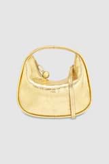 Front product shot of the Oroton Clara Mini Bag in Gold and Metallic crinkle leather for Women