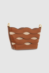 Back product shot of the Oroton Leigh Ric Rac Crossbody in Amber and Smooth leather for Women