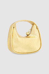 Back product shot of the Oroton Clara Mini Bag in Gold and Metallic crinkle leather for Women
