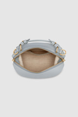 Internal product shot of the Oroton Mica Mini Bowler in Mist and Pebble leather for Women