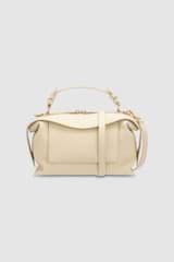 Front product shot of the Oroton Mica Small Bowler in Cashew and Embossed leather with smooth leather trims for Women